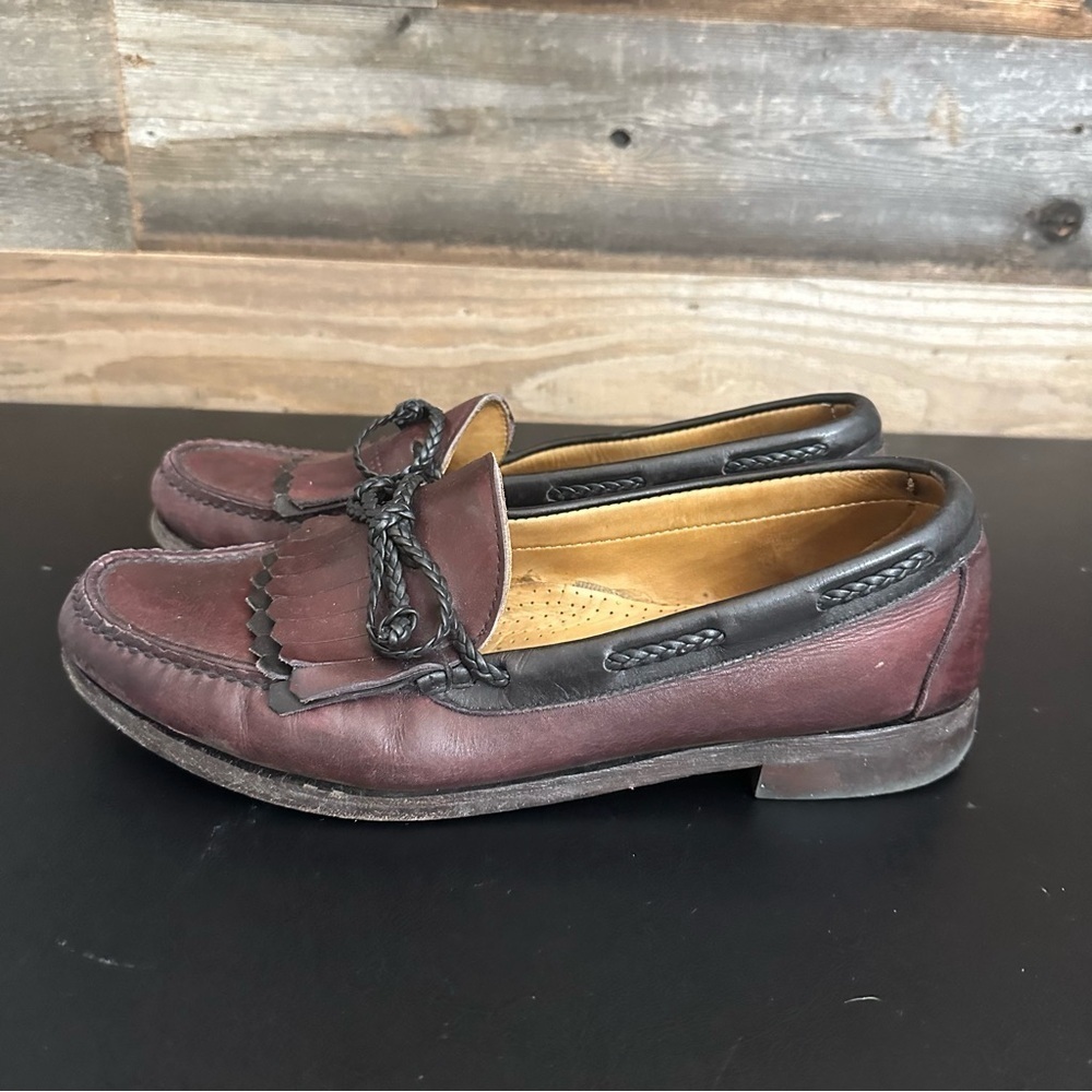 Allen Edmonds Woodstock Burgundy Black Slip-On Loafers Dress Shoes Mens Sz 11.5D